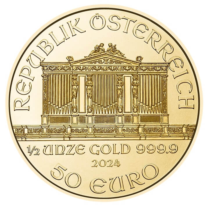 Zlatá investičná minca Wiener Philharmoniker 1/2 Oz