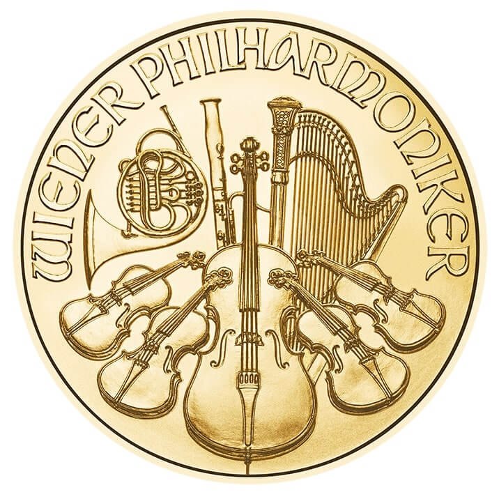 Zlatá Investičná Minca Viedenskí Filharmonici 1 oz Rub